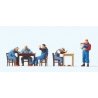 US Railway Personnel on Break -- 5 Workers w/Tables & Chairs, HO, Preiser Kg 10601