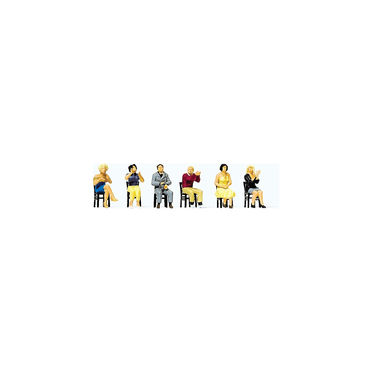 Sports & Recreation Seated Spectators Clapping -- 2 Men, 4 Women, HO, Preiser Kg 10624