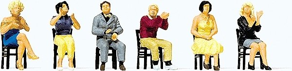 Sports & Recreation Seated Spectators Clapping -- 2 Men, 4 Women, HO, Preiser Kg 10624