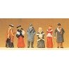 1900s Figures -- Passers-By Wearing Winter Clothes pkg(6), HO, Preiser Kg 12197
