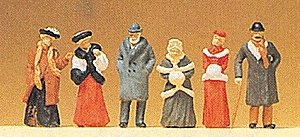 1900s Figures -- Passers-By Wearing Winter Clothes pkg(6), HO, Preiser Kg 12197