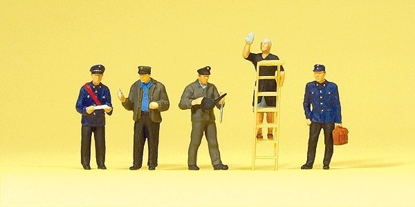 Railroad Personnel -- 1940s-70s Railroad Personnel pkg(5), HO, Preiser Kg 10558