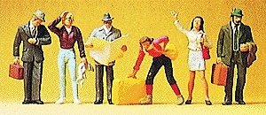 Passengers -- On Platform pkg(6), HO, Preiser Kg 10379