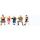 Pedestrians -- At the Table pkg(5) w/Table & Chairs, HO, Preiser Kg 10577