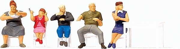 Pedestrians -- At the Table pkg(5) w/Table & Chairs, HO, Preiser Kg 10577