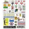 Dry Transfer Signs -- Tavern, Gas STation & Commercial, HO, Woodland Scenics 551