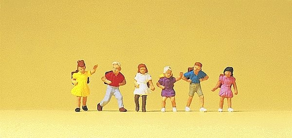 Pedestrians -- School Children pkg(6), HO, Preiser Kg 14074