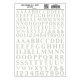 Dry Transfer Alphabet & Numbers - Railroad Roman (3/8 & 1/2′) -- White, ALL, Woodland Scenics 714