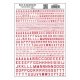 Dry Transfer Alphabet & Numbers - 45-Degree USA Gothic (Military Style) -- Red, ALL, Woodland Scenics 741