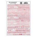 Dry Transfer Alphabet & Numbers - 45-Degree USA Gothic (Military Style) -- Red, ALL, Woodland Scenics 741