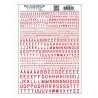 Dry Transfer Alphabet & Numbers - 45-Degree USA Gothic (Military Style) -- Red, ALL, Woodland Scenics 741