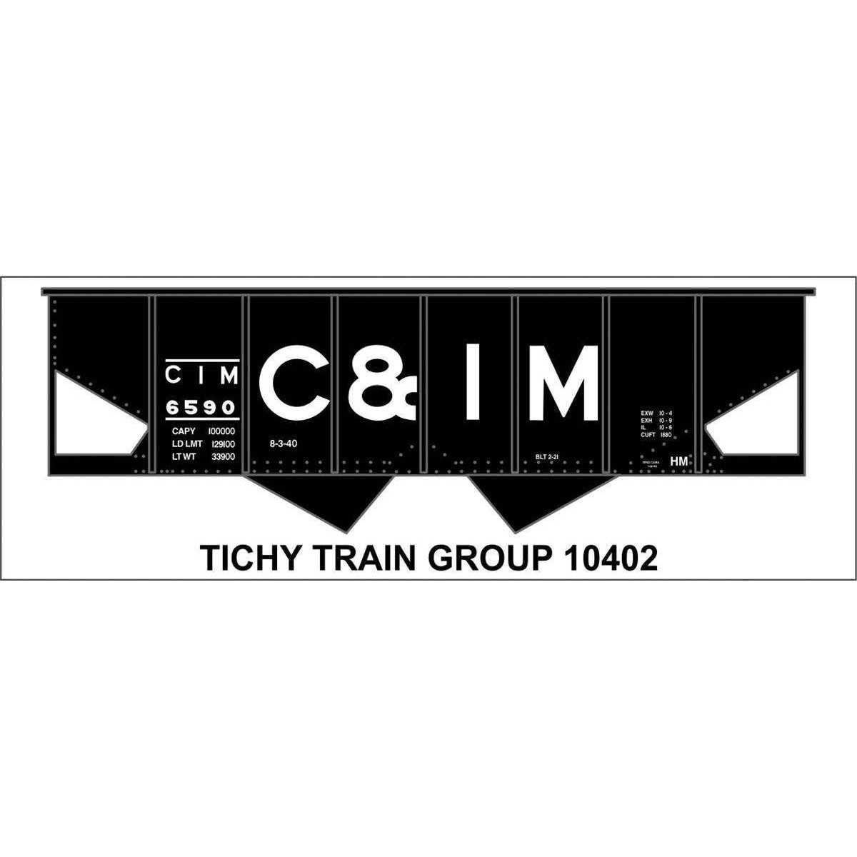 Railroad Decal Set -- Chicago & Illinois Midland 2-Bay Steel Hopper, HO, Tichy Train Group 10402