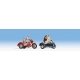Motorcyclists/Motorbikers -- 4 People & 2 Bikes w/Sidecars Set 2, HO, Noch Gmbh & Co 15905