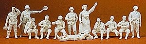 Former German Army WWII - Unpainted Figures -- Infantry at Rest pkg(12), HO, Preiser Kg 16501