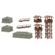 Armed Forces Basic Training Set -- Kit - 2 Towers, 6 Tents, Obstacle Course Details, HO, Faller Gmbh 190039