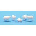 Sheep -- Unpainted 3D Printed Figures pkg(5), HO, All Scale Miniatures 870963