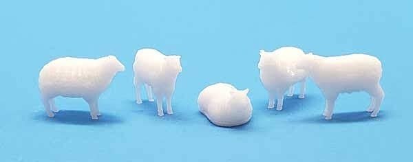 Sheep -- Unpainted 3D Printed Figures pkg(5), HO, All Scale Miniatures 870963