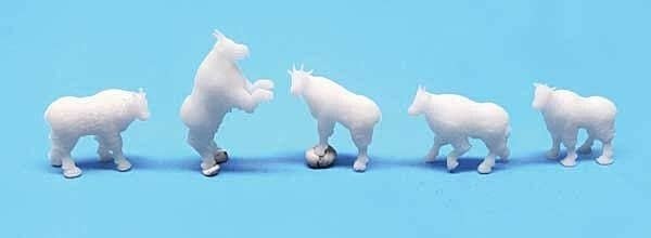 Mountain Goats -- Unpainted 3D Printed Figures pkg(5), N, All Scale Miniatures 1600964