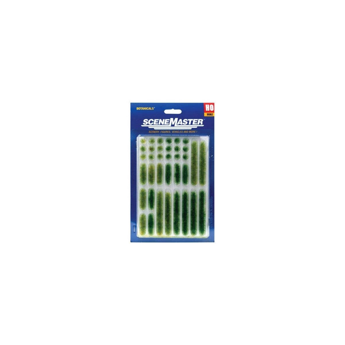 Grass Tufts and Strips 1/4′ 0.6cm Tall -- Summer, 18 of Each, HO, Walthers SceneMaster 1103