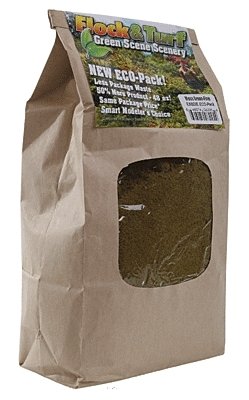 Flock & Turf Ground Cover ECO Pack Bag - 48oz 1.4L -- Fine - Moss Green, All Scales, Scenic Express 822E