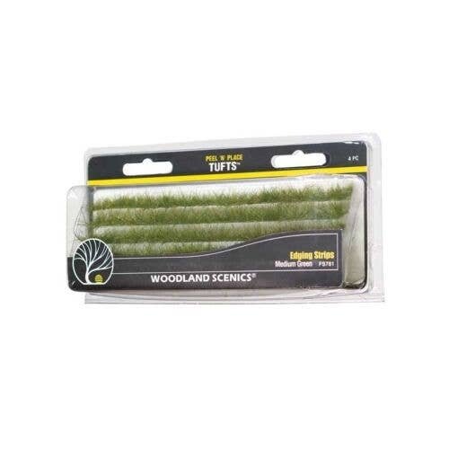 Peel `n` Place Tufts -- Med Green Edging Strips, All Scales, Woodland Scenics 781
