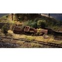Abandoned Derailed EuropeanSteam Locomotive Hard-Foam Diorama - Kit -- Loco on Base 9-7/16 x 4 x, HO, Noch Gmbh & Co 60763