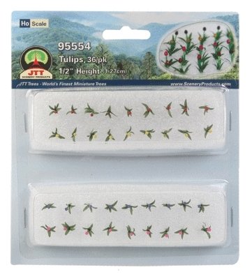 Tulips -- 1/2′ 1.3cm (Assorted Colors) pkg(36), HO, JTT Miniature Tree 95554