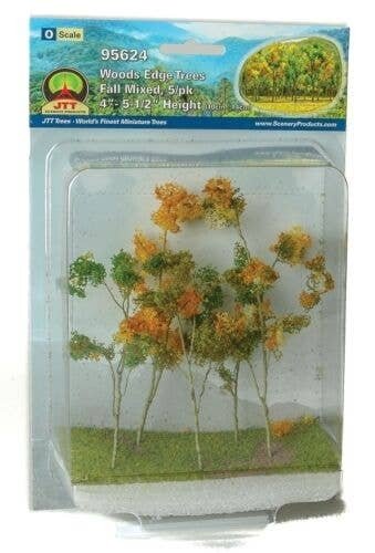 Woods Edge Trees -- Mixed Fall 4 to 5-1/2′ pkg(5), All Scales, JTT Miniature Tree 95624