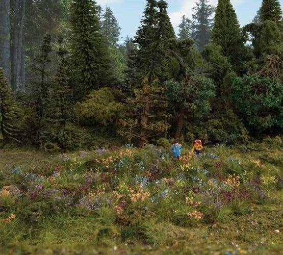 Assorted Wildflowers - Set of 250 Pieces -- Green, Yellow, Blue and White plus Heather, Corn, HO, Walthers SceneMaster 1096