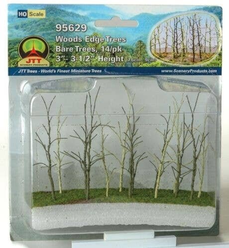 Woods Edge Trees -- Bare 3 to 3-1/2′ pkg(14), All Scales, JTT Miniature Tree 95629