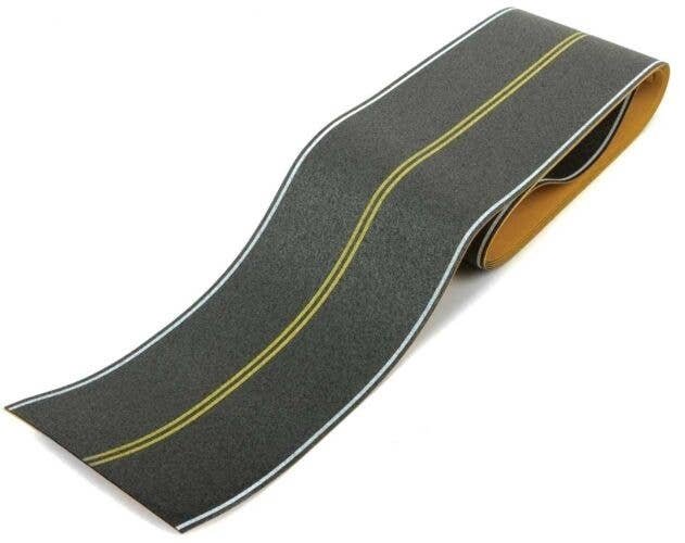 Flexible Self-Adhesive Paved Roadway -- Vintage and Modern No Passing Zone (Double Yellow Ce, HO, Walthers SceneMaster 1252