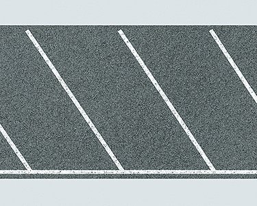 Diagonal Parking Space Sheet with Markings -- 39-3/8 x 2-3/8′ 100 x 6cm, HO, Faller Gmbh 170634