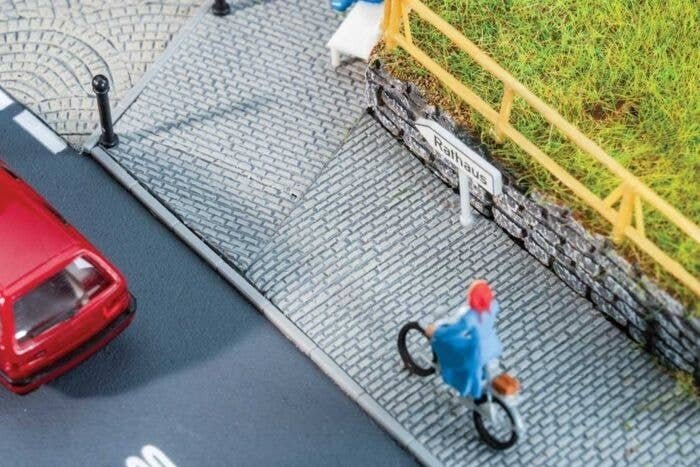 Self-Adhesive Road Surface Sheet -- Paved Sidewalk, HO, Faller Gmbh 170318