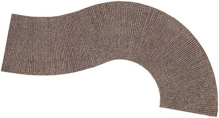 Flexible Cobblestone 2-Lane Curved Road -- Roman Pattern 12-5/8 x 2-15/16′ 32 x 7.5cm, HO, Noch Gmbh & Co 60316
