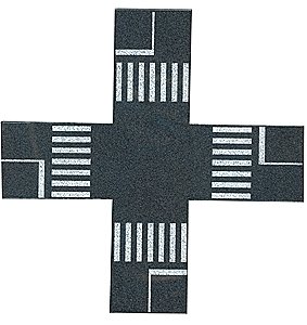 Intersection w/Pedestrian Crossings -- Self Adhesive For 3-1/8′ 8cm Street, HO, Busch Gmbh & Co Kg 7074