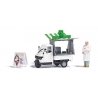 Soft-Serve Ice Cream Truck - Action Set -- Piaggio Ape Sales Truck, Canopy, Figure, Sign and T, HO, Busch Gmbh & Co Kg 7991