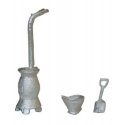 Stove, Hod & Shovel - Kit -- Unpainted, 3-Pieces, HO, Durango Press 155