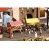 Farmers Market Sales Tents -- Kit - 1 Each Cheese & Flower Tents w/Accessories, HO, Faller Gmbh 180614