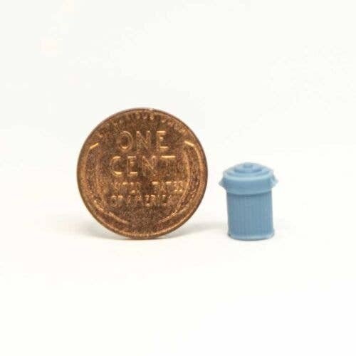 Trash Can with Lid -- pkg(5), HO, All Scale Miniatures 870846