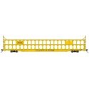 89′ Flatcar w/Tri-Level Open Auto Rack - Ready to Run -- St. Louis - San Francisco Rack Trailer-Train Flatcar 913598 (yellow),