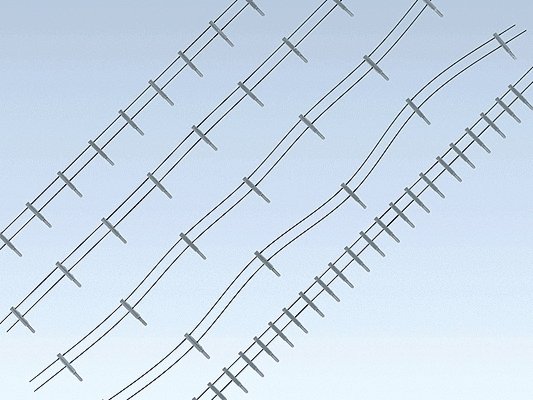 Iron Fence w/Concrete Posts -- 4m Steel Wire, 80 Concrete Pillars, HO, Faller Gmbh 180432