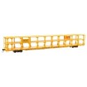 89′ Flatcar w/Tri-Level Open Auto Rack - Ready to Run -- St. Louis - San Francisco Rack Trailer-Train Flatcar 913614 (yellow),