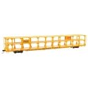 89′ Flatcar w/Tri-Level Open Auto Rack - Ready to Run -- St. Louis - San Francisco Rack Trailer-Train Flatcar 913623 (yellow),