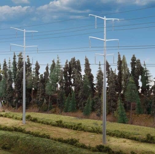 Modern High Voltage Transmission Towers - Kit -- Each Pole Stands 9-3/4′ 24.7cm Tall, HO, Walthers Cornerstone 3343