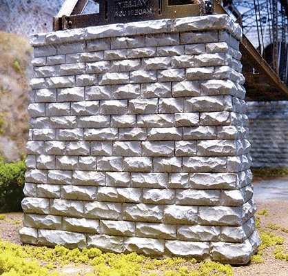 Cut Stone Rectangular Bridge Pier pkg(2) -- 2-1/8 x 11/16 x 2′ 5.4 x 1.7 x 5.1cm, N, Chooch Enterprises 9831