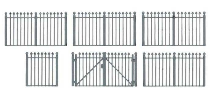 Wrought Iron Fence -- 7-7/8 x 3/4′ 20 x 1.9cm, HO, Faller Gmbh 180004