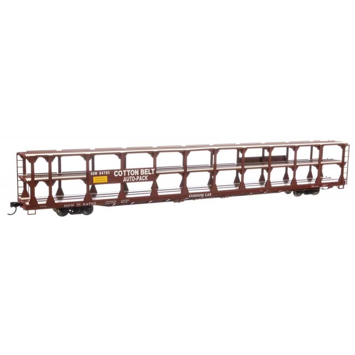 89′ Flatcar w/Tri-Level Open Auto Rack - Ready to Run -- Southern Pacific(TM) Rack St. Louis Southwestern(TM) Flatcar 84785, H