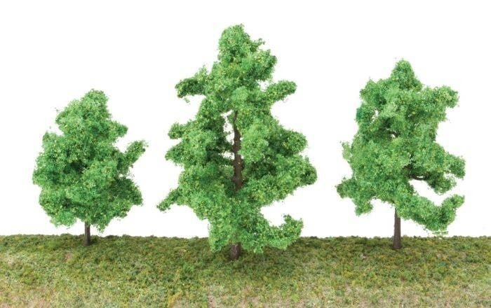 Spring Trees pkg(10) -- 3-3/8 to 5-1/2′ 8 to 14cm w/Pin Base, All Scales, Walthers SceneMaster 1183