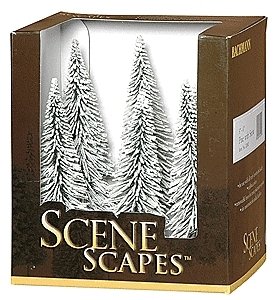 Snow-Covered Winter Pine Trees - SceneScapes(TM) -- 5 to 6′ 12.7 to 15.2cm pkg(6), HO, Bachmann Industries 32002