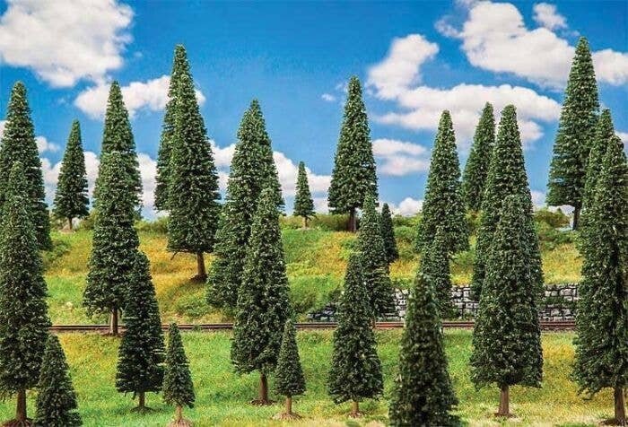 Fir Trees -- 2 to 5-7/8′ 5 to 15cm Tall pkg(25), All Scales, Faller Gmbh 181538